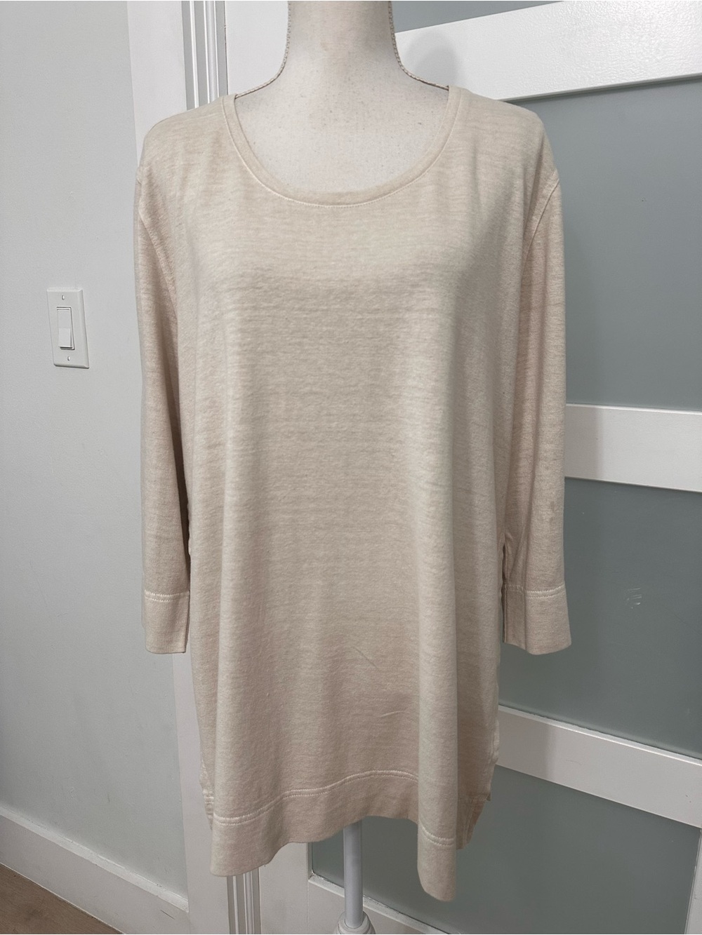 Poetry Cream Lagenlook Scoop Neck Tunic Top SZ 16 Hemp Blend  Minimalist READ